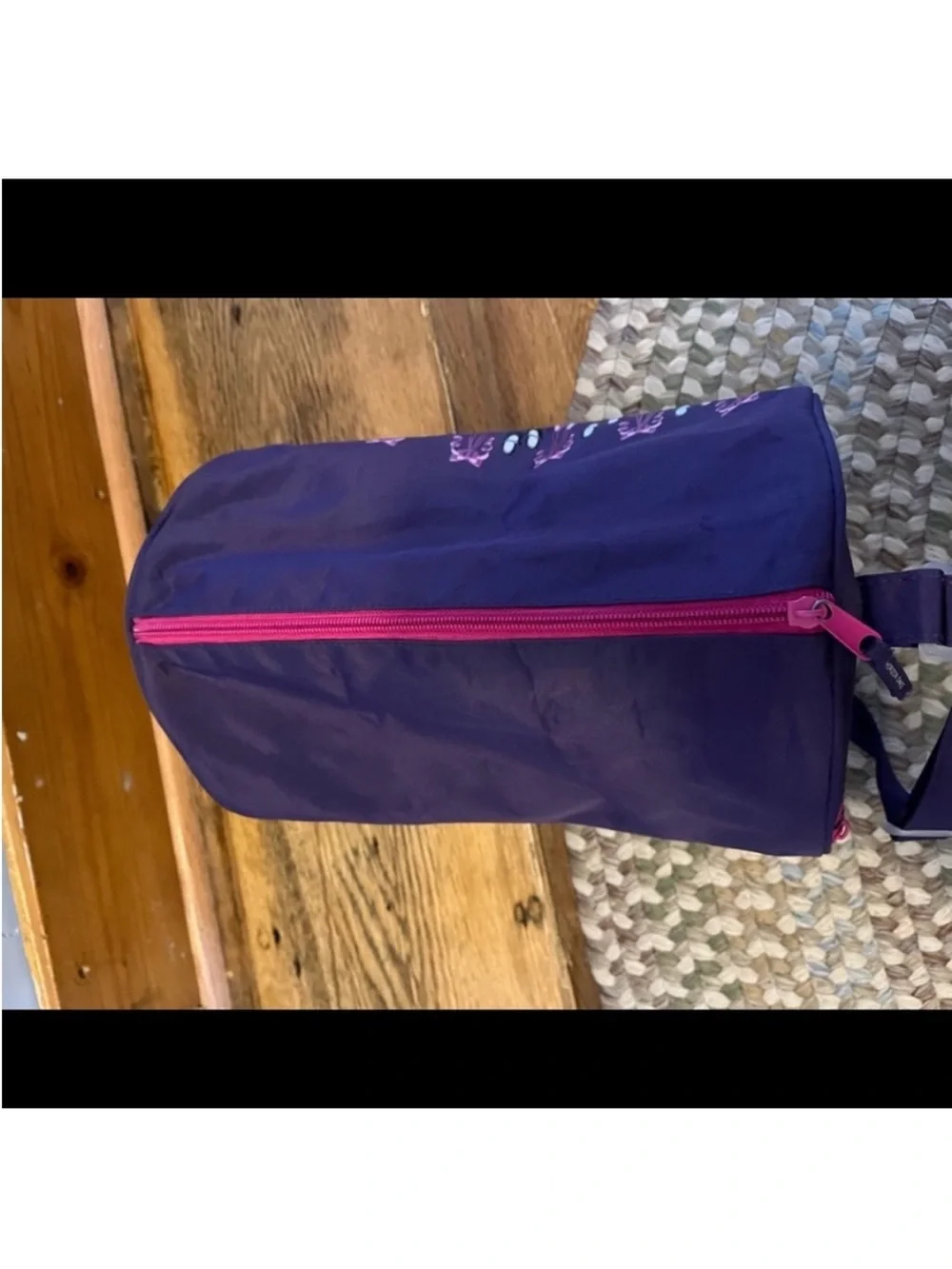Purple ballet shoes dance bag.